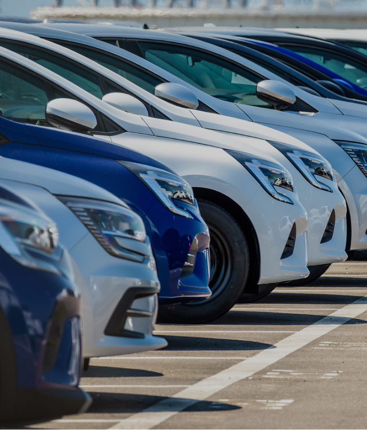 写真：駐車場に並んだ複数の車の写真です。車は様々な色で、車種も様々です。