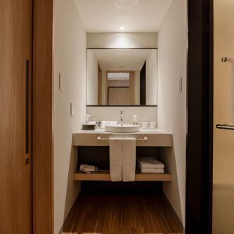 Photo: Washroom with towels and amenities